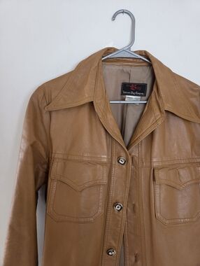 The Bay Vintage Dagger Collar Shirt Jacket Sz S In Congac